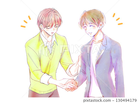 Smiling man shaking hands 130494179