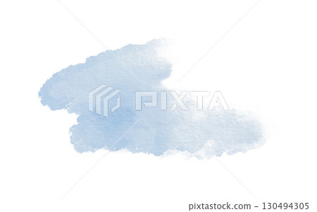 Soft celestial blue watercolor stain with organic edges and natural pigment flow. Dreamy translucent texture of sky for ethereal backgrounds,artistic projects,nature-inspired designs.Isolated on white 130494305