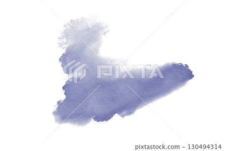 Soft celestial indigo watercolor stain with organic edges and natural pigment flow.Dreamy translucent texture of sky for ethereal backgrounds,artistic projects,nature-inspired.Isolated on white 130494314