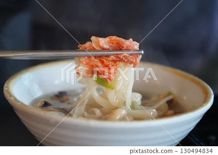 Kalguksu Noodles with Kimchi, Perfect Korean Food Combination 130494834