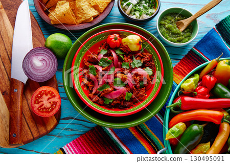 Cochinita Pibil Mexican food with red onion Cochinita Pibil Mexican food with red onion 130495091