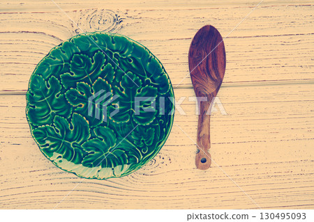 Empty plate dish with spoon food hungry concept Empty plate dish with spoon food hungry concept 130495093