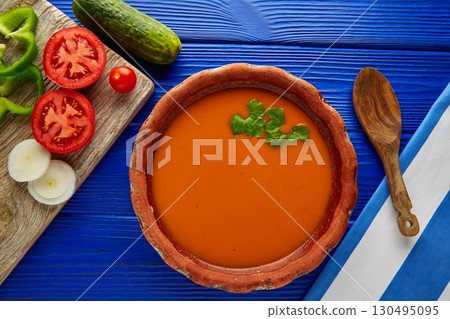 Gazpacho andaluz tomato soup and vegetables Gazpacho andaluz tomato soup and vegetables 130495095