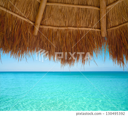 Caribbean beach sunroof in riviera Maya Caribbean beach sunroof in riviera Maya 130495392