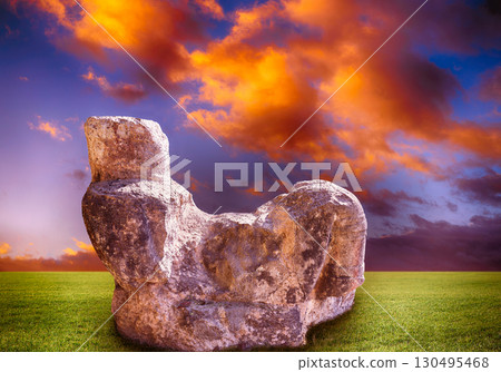 Chichen Itza Chac Mool sculpture illustration 130495468