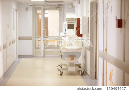 Empty corridor of the hospital ward for the treatment of newborns. Empty corridor of the hospital ward for the treatment of newborns. 130495617