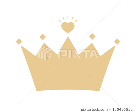 Simple and cute golden crown icon with a heart - Princess and No.1 popular illustration material Simple and cute golden crown icon with a heart - Princess and No.1 popular illustration material 130495833