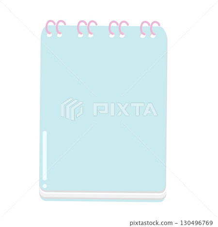 Blank blue spiral notebook with pink rings on white background Blank blue spiral notebook with pink rings on white background 130496769