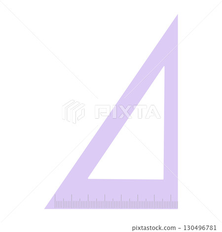 Purple triangular ruler with centimeter measurements on white background Purple triangular ruler with centimeter measurements on white background 130496781