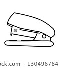 Black stapler illustration on white background with focus on metal parts 130496784