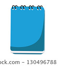 Blue spiral notepad with black rings isolated on white background 130496788