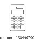 Outline of a basic calculator with rectangular buttons and display 130496790