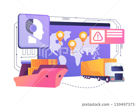 AI-Predictive Supply Chain Continuity Prediction abstract concept vector illustration. 130497373