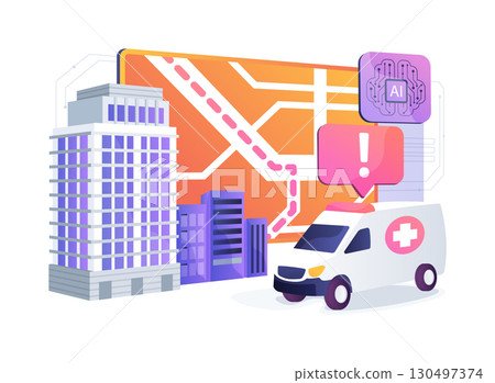 AI-Augmented AI-Guided Evacuation Planning abstract concept vector illustration. AI-Augmented AI-Guided Evacuation Planning abstract concept vector illustration. 130497374
