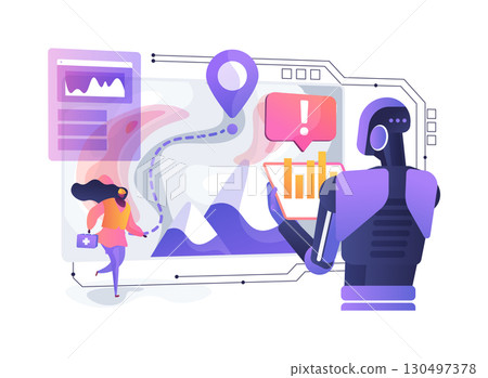 AI-Assisted AI-Assisted Search and Rescue Routing abstract concept vector illustration. 130497378