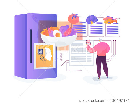 AI-Predictive AI-Optimized Diet Planning abstract concept vector illustration. 130497385