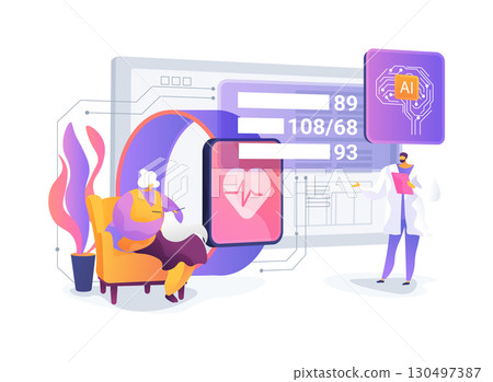 AI-Integrated Remote Vital Sign Monitoring abstract concept vector illustration. 130497387