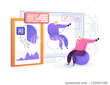 AI-Assisted AI-Guided Physical Therapy abstract concept vector illustration. 130497390