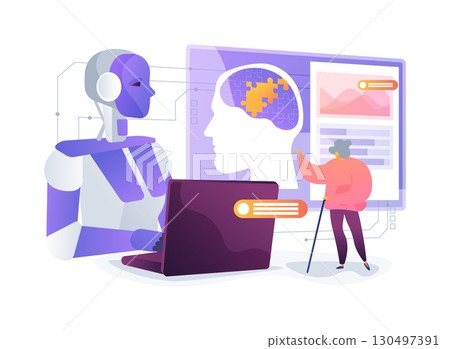 AI-Driven Cognitive Decline Detection abstract concept vector illustration. 130497391