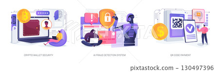 Secure Fintech and Payment Tools abstract concept vector illustrations. Secure Fintech and Payment Tools abstract concept vector illustrations. 130497396
