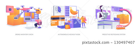 Automation in Retail and Logistics abstract concept vector illustrations. Automation in Retail and Logistics abstract concept vector illustrations. 130497407