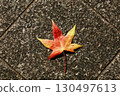 鵝卵石和楓香樹落下的秋葉 130497613