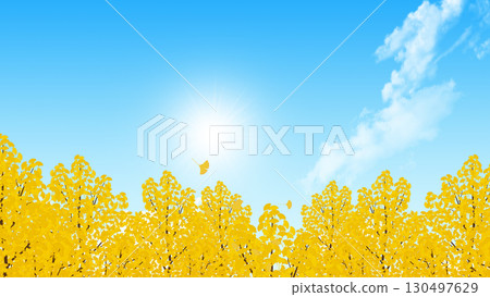 Autumn sky and autumnal trees 130497629