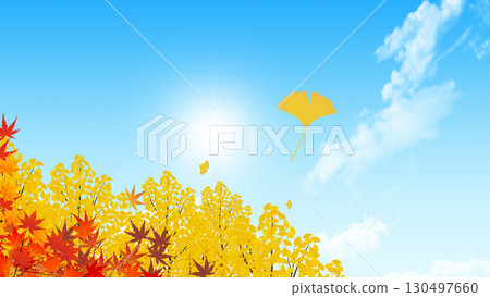 Autumn sky and autumnal trees Autumn sky and autumnal trees 130497660