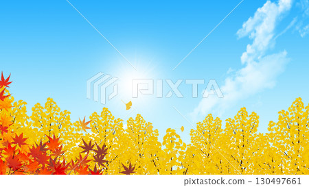 秋天的天空和秋天的樹木 秋天的天空和秋天的樹木 130497661