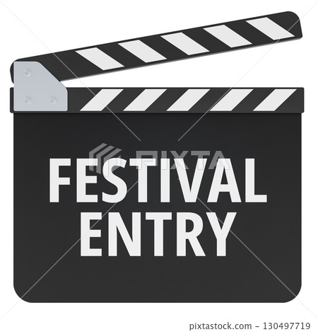 Festival Entry concept with movie clapperboard. 3D rendering 130497719