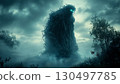 Leshy, tree spirit wooden man with branches. Mythical creature. AI fantasy art. 130497785