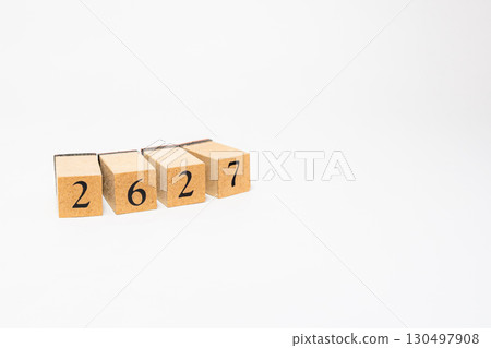Photo of numbers lined up on wooden blocks 2627 Photo of numbers lined up on wooden blocks 2627 130497908