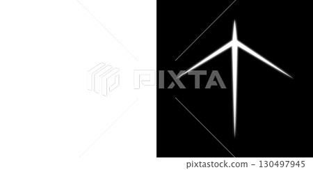 White luminous arrow icon (transparent and black background versions) 130497945