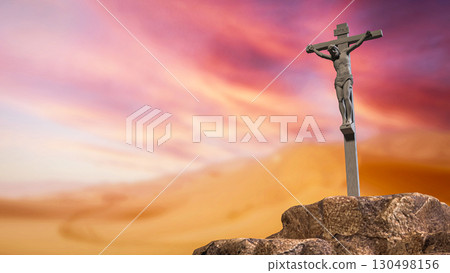 The Jesus cross for religion or Holiday concept 3d Rendering. 130498156