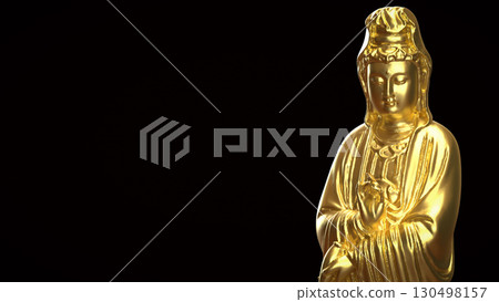 The Gold Guan Yin for religion concept 3d Rendering. The Gold Guan Yin for religion concept 3d Rendering. 130498157