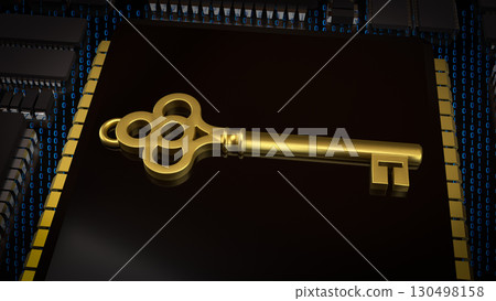 The Key on PCB board for IT security concept 3d Rendering. The Key on PCB board for IT security concept 3d Rendering. 130498158