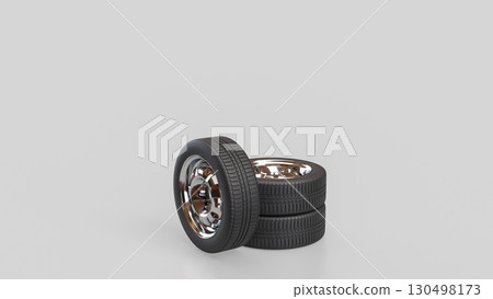 The Tire for Auto mobile or garage concept 3d Rendering. The Tire for Auto mobile or garage concept 3d Rendering. 130498173