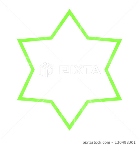 Green hexagonal star frame (transparent background) 130498301
