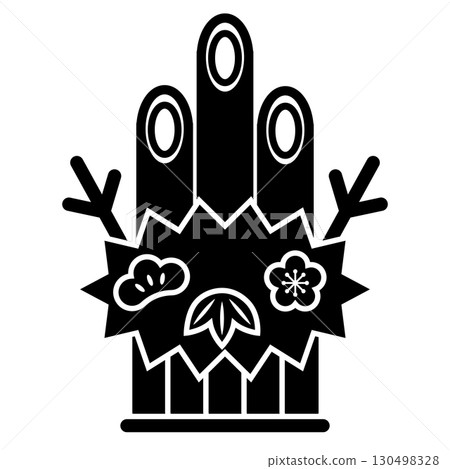 A simple silhouette illustration of a Kadomatsu to celebrate the New Year 130498328