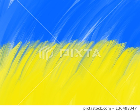 Ukrainian grunge texture flag set, stylized brush stroke, isolated. Blue yellow paint color brushstroke. Drawing national symbol Ukraine country. Patriotic design. illustration 130498347
