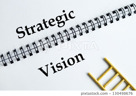 Strategic Vision, Notebook with ladder illustration symbolizing foresight, planning, and long-term direction. 130498676