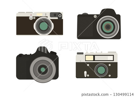 Flat Cartoon Camera Icon Vector Set. Retro and Modern Photo Cameras Front View. Isolated Photography Icons, Camera Symbol for Photographer Design, Digital Vintage Camera Illustration Flat Cartoon Camera Icon Vector Set. Retro and Modern Photo Cameras Front View. Isolated Photography Icons, Camera Symbol for Photographer Design, Digital Vintage Camera Illustration 130499114
