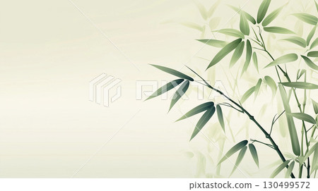 Simple background illustration of green bamboo and leaves 130499572