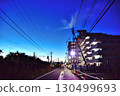 Akishima City: Beautiful scenery along the railroad tracks during blue hour 130499693