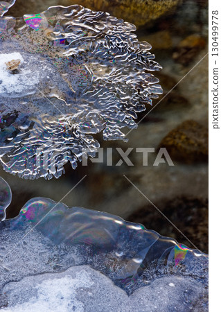 Frozen stream near Yunosawa Pass in the Daibosatsu Range Frozen stream near Yunosawa Pass in the Daibosatsu Range 130499778