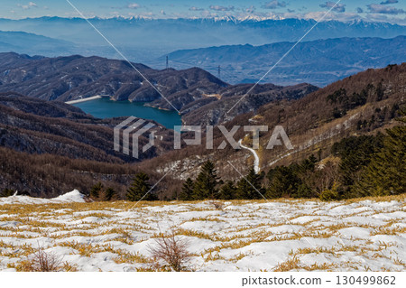 Lake Daibosatsu and the Southern Alps seen from Mount Tengudana in the Daibosatsu Range Lake Daibosatsu and the Southern Alps seen from Mount Tengudana in the Daibosatsu Range 130499862