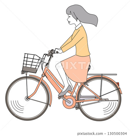 Woman riding a bicycle 130500304