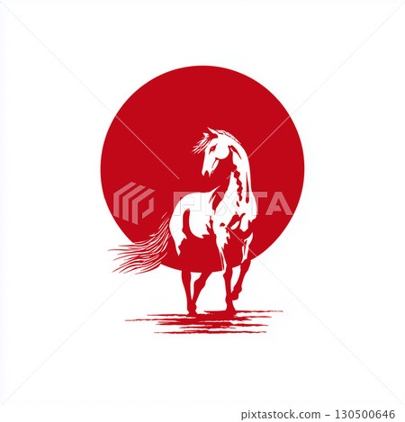 Zodiac Horse Silhouette Illustration "Generative AI" 130500646