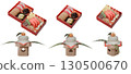 Kagami mochi and osechi transparent background material 130500670