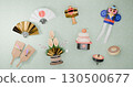 Kagami mochi and osechi transparent background material 130500677